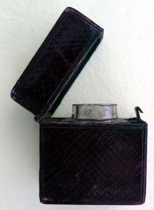 LEATHER COVERED FOLDING INKWELL